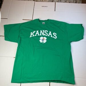 Kansas Jayhawks St Patrick’s Day Shamrock Green Gildan 2XL Tshirt